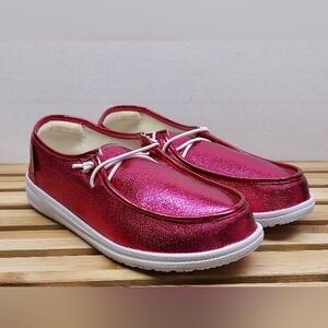 Corkys Womens Pink Crinkle Metallic Kayak Casual Shoes Size 7